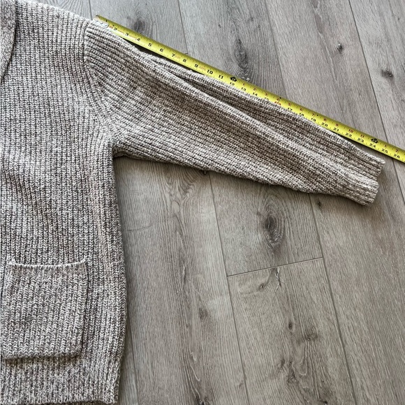 Orvis Men's Cardigan in Oatmeal with Brown Elbow Patches - Picture 3 of 4